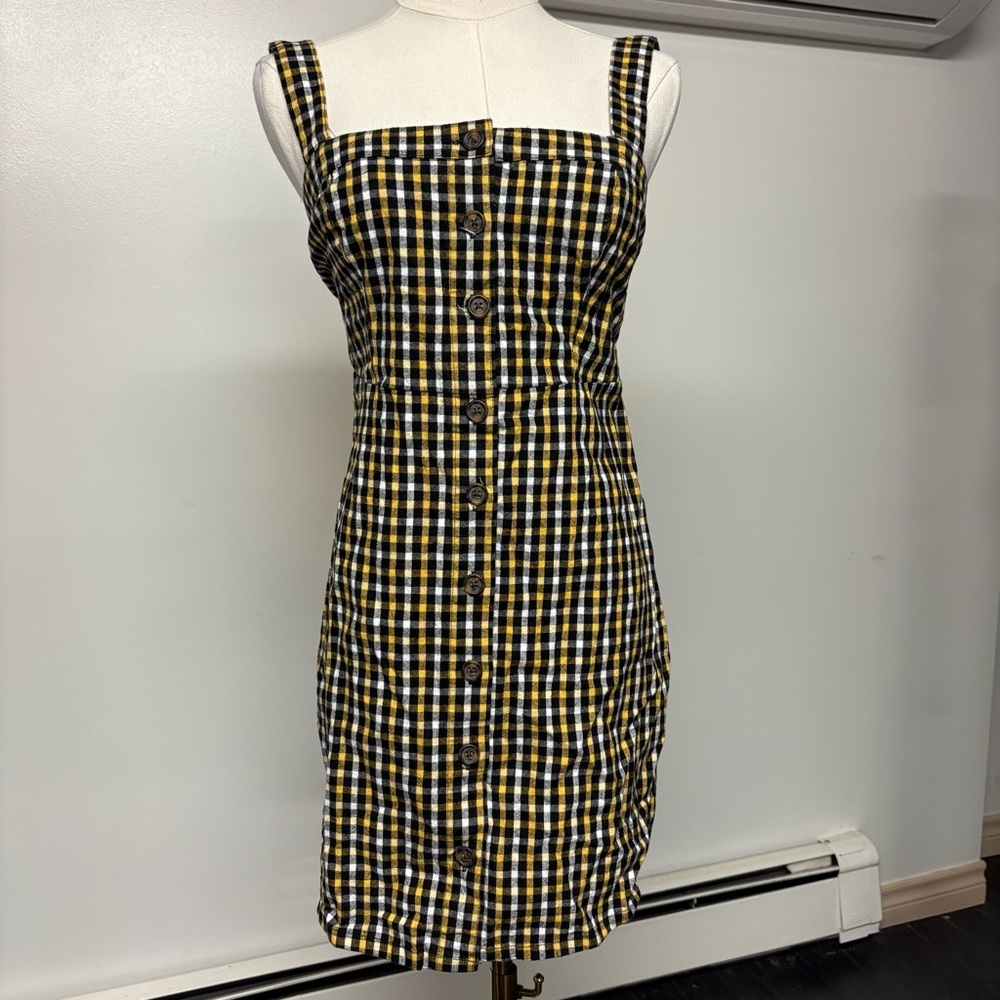 Hollister 96% Cotton Plaid Button-Down Dress